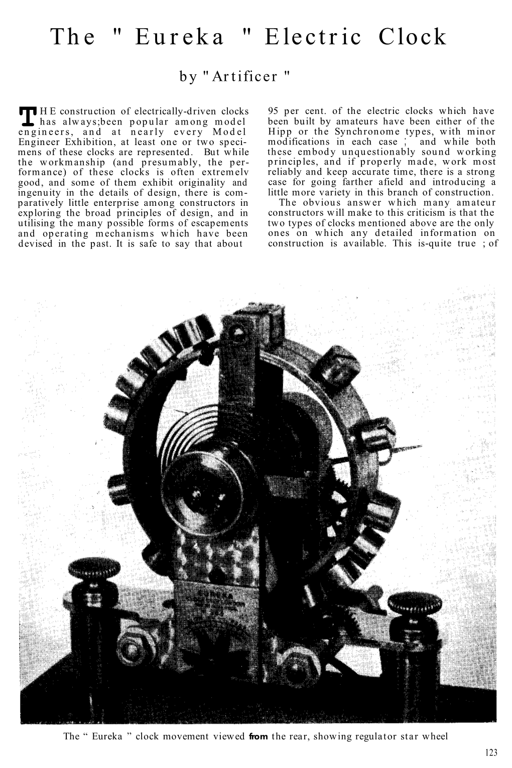 The " Eureka " Electric Clock