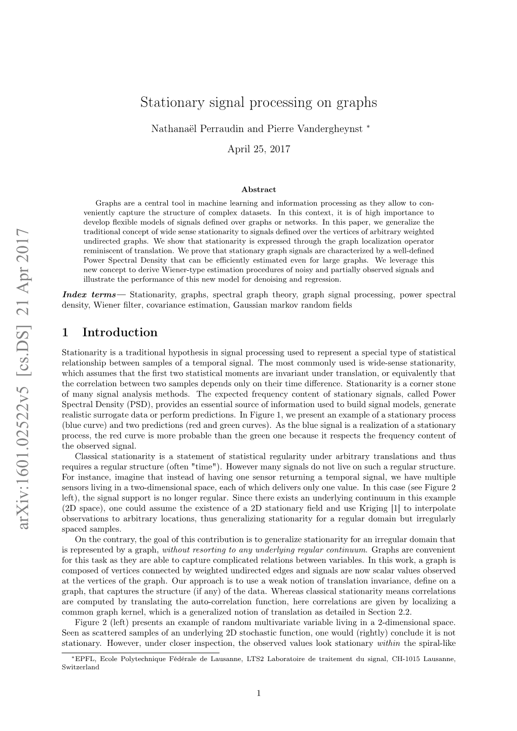 Stationary Signal Processing on Graphs