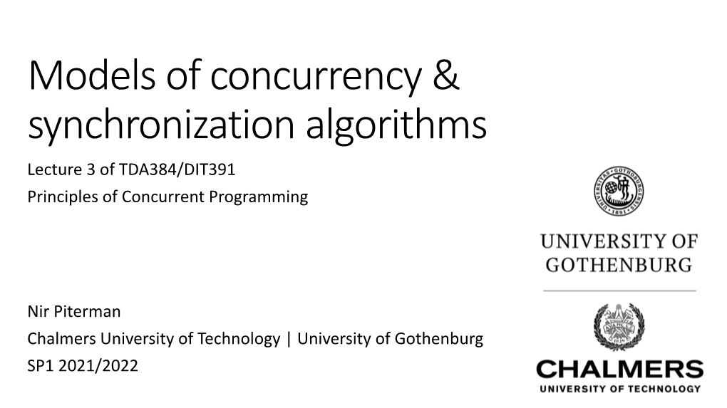 Models of Concurrency & Synchronization Algorithms