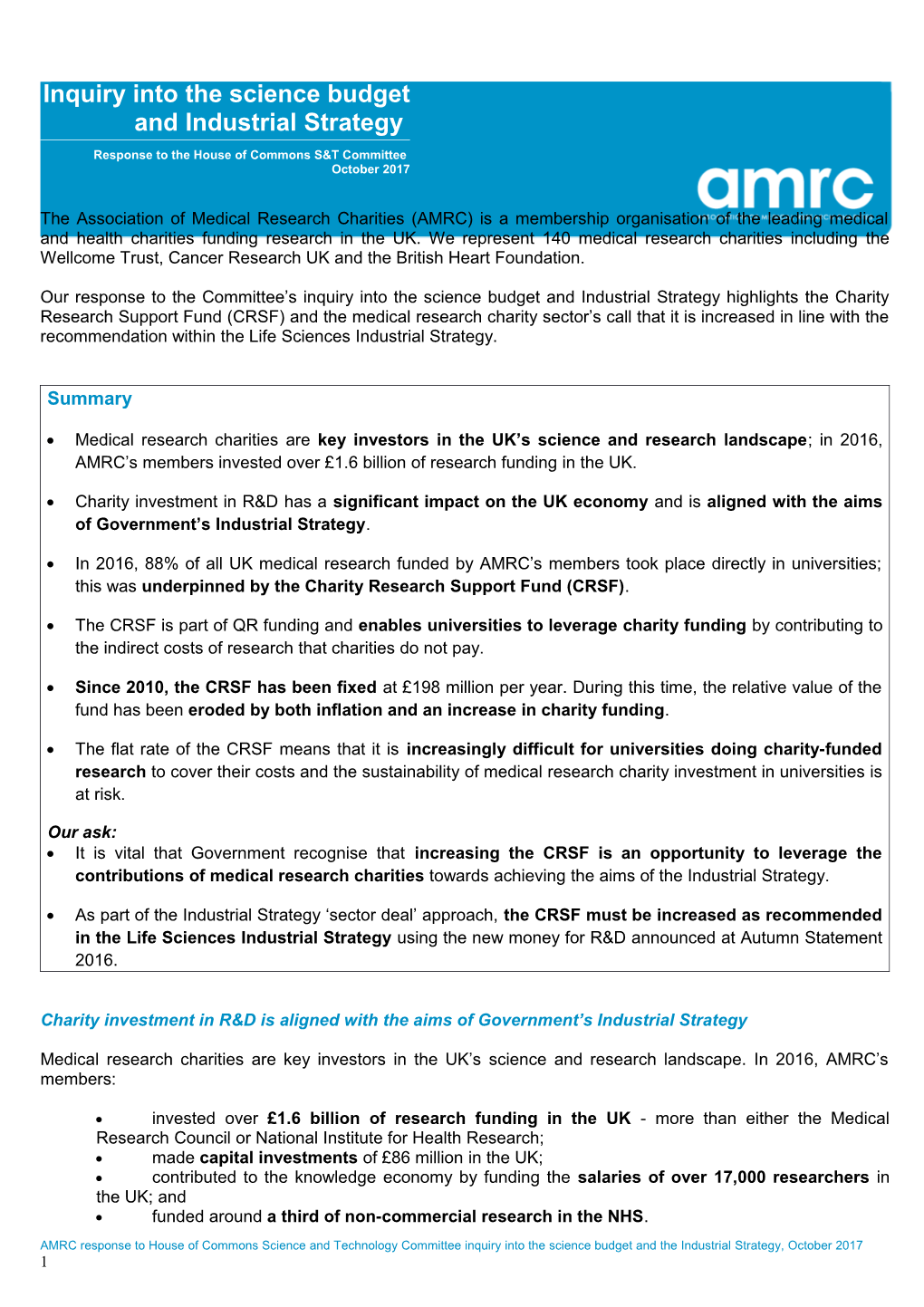 Inquiry Into the Science Budget and Industrial Strategy