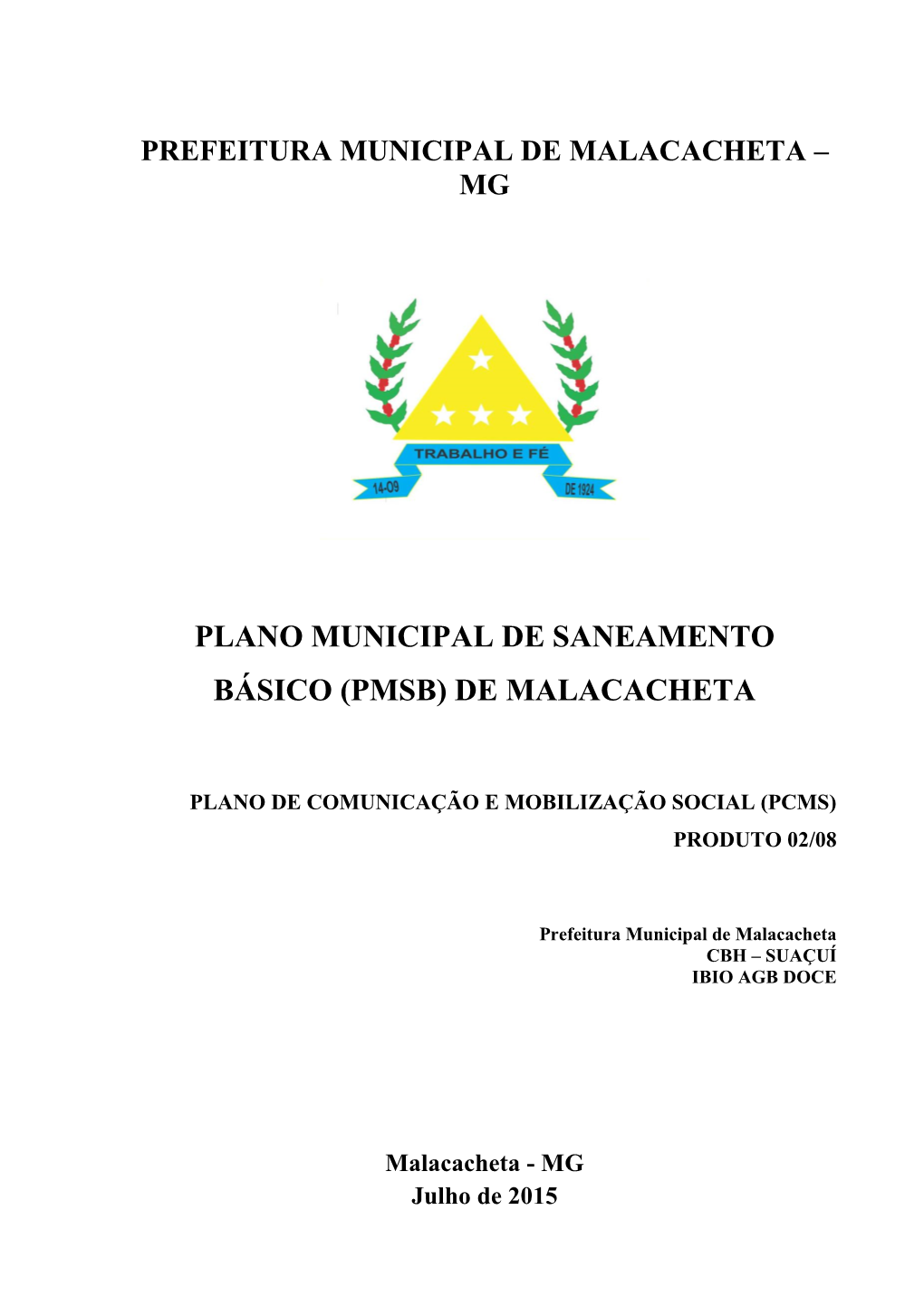 Plano Municipal De Saneamento Básico (Pmsb) De Malacacheta