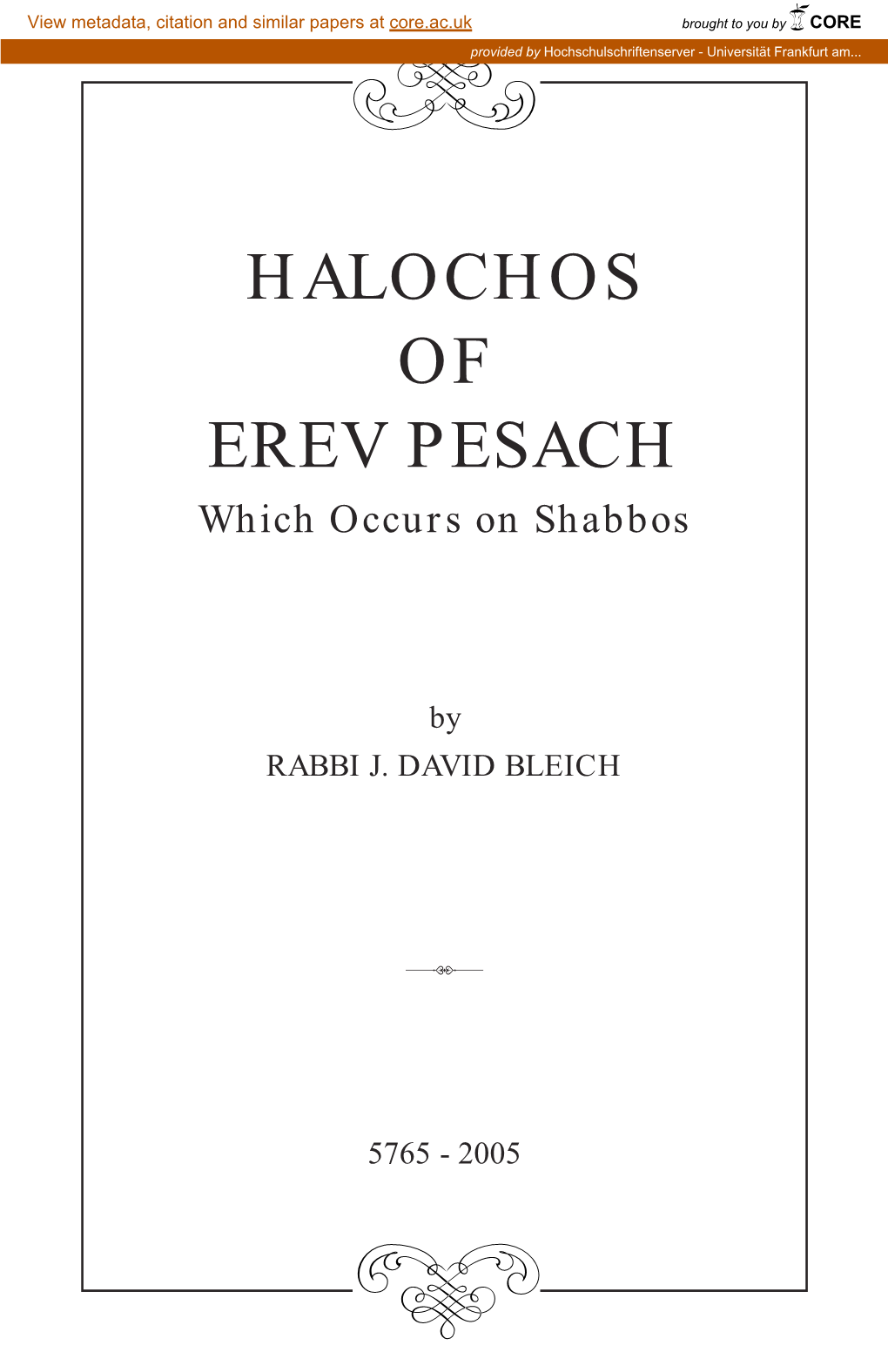 25799 Halochos of Erev Pesach