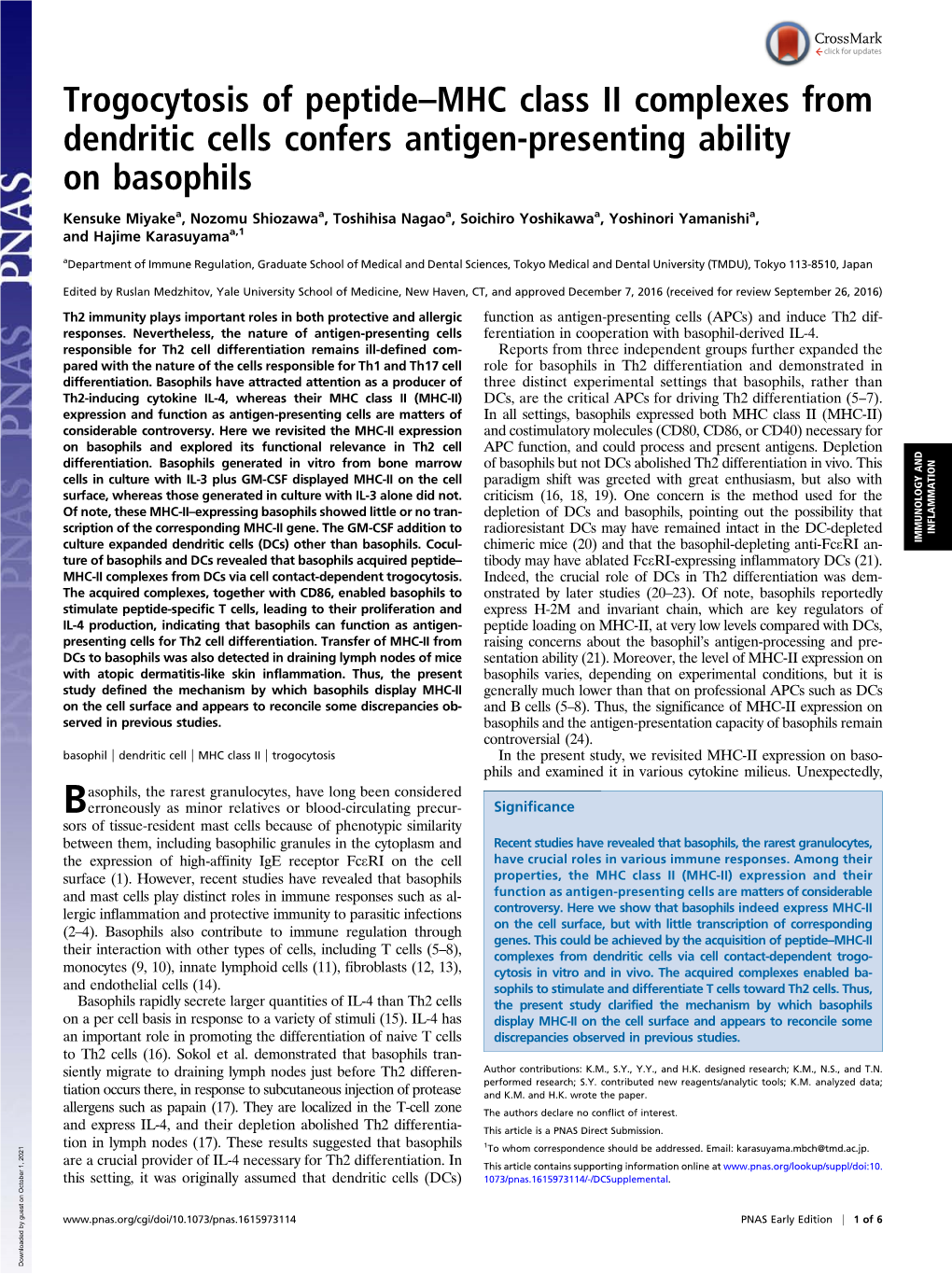 Trogocytosis of Peptide–MHC Class II Complexes from Dendritic Cells Confers Antigen-Presenting Ability on Basophils