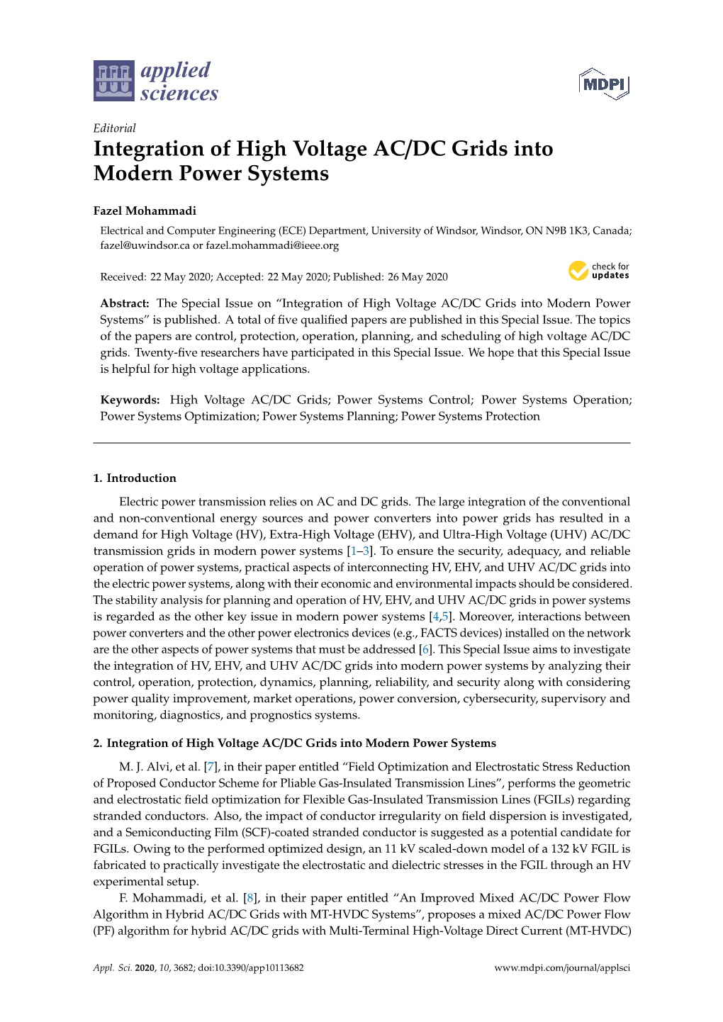 Integration of High Voltage AC/DC Grids Into Modern Power Systems