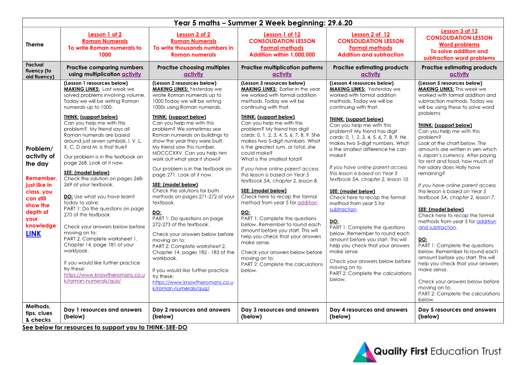 Year 5 Maths – Summer 2 Week Beginning: 29.6.20 LINK