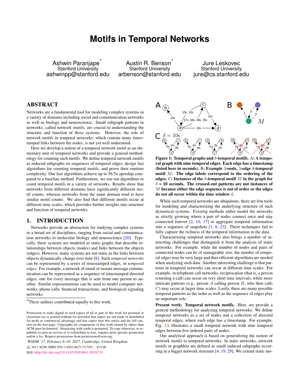 Motifs in Temporal Networks