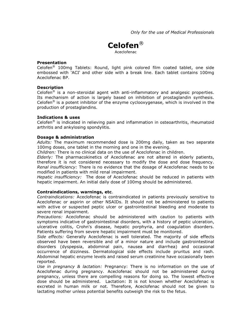 Celofen® Aceclofenac