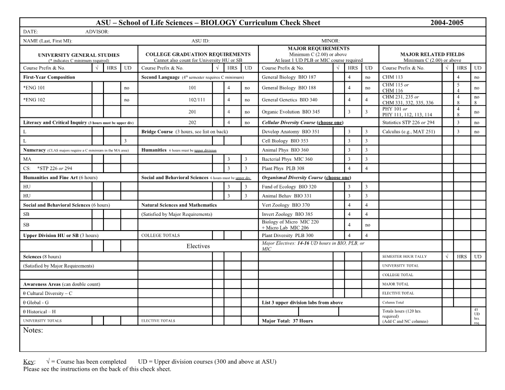 ASU CLAS Curriculum Check Sheet s3