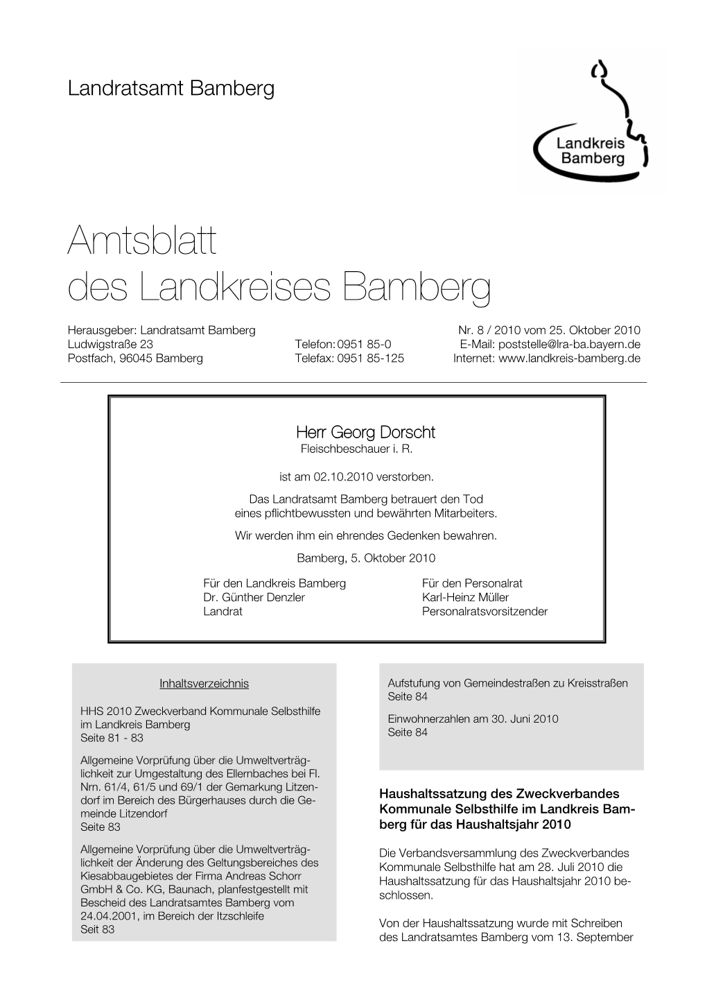 Amtsblatt Des Landkreises Bamberg