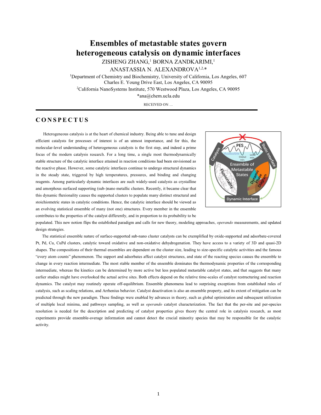 Ensembles of Metastable States Govern Heterogeneous Catalysis on Dynamic Interfaces ZISHENG ZHANG,1 BORNA ZANDKARIMI,1 ANASTASSIA N