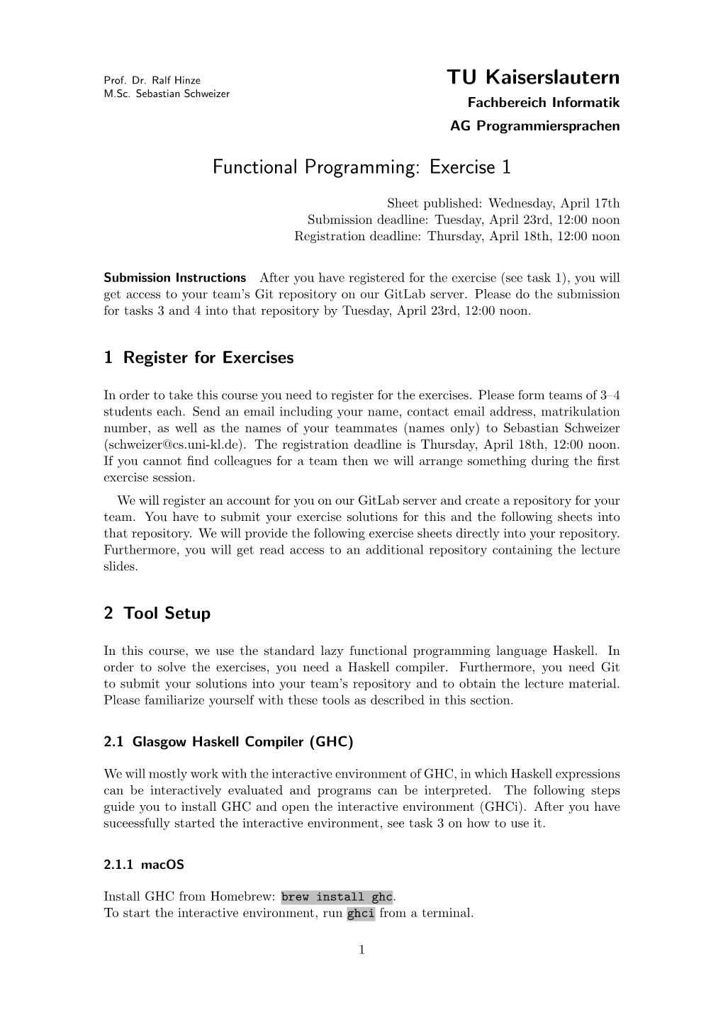 TU Kaiserslautern Functional Programming