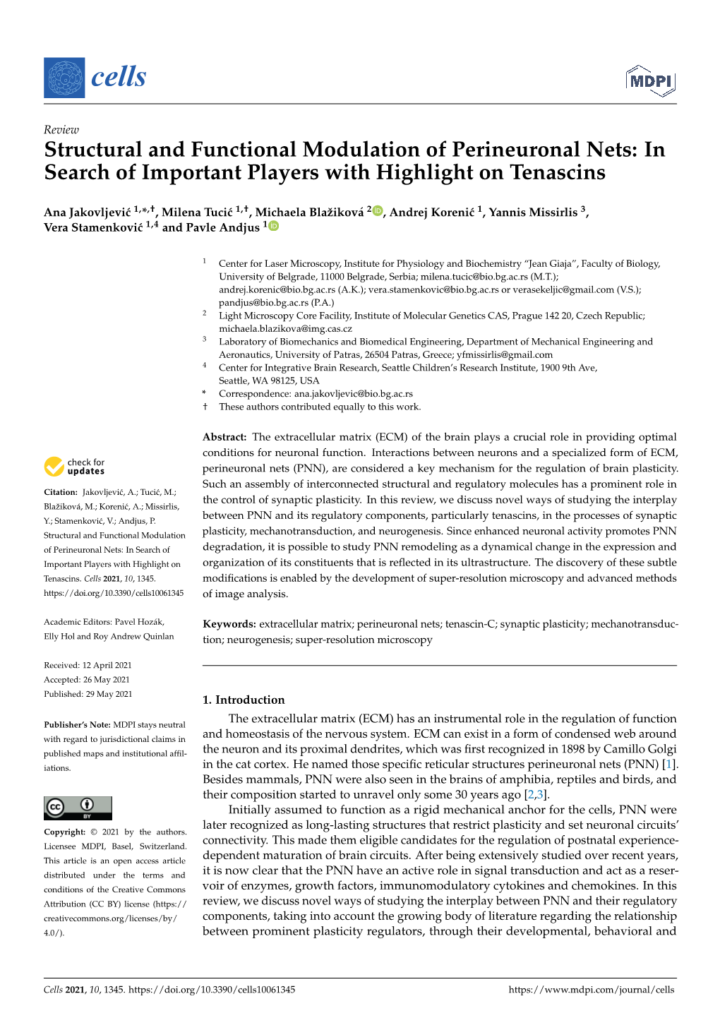 Structural and Functional Modulation of Perineuronal Nets: in Search of Important Players with Highlight on Tenascins