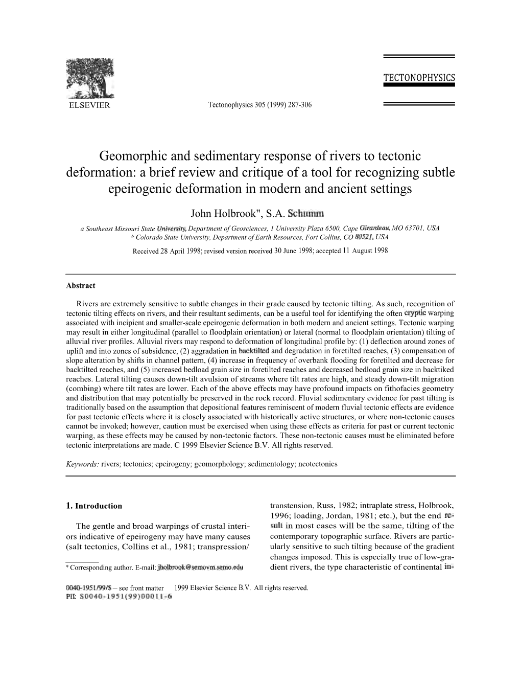 Geomorphic and Sedimentary Response of Rivers to Tectonic