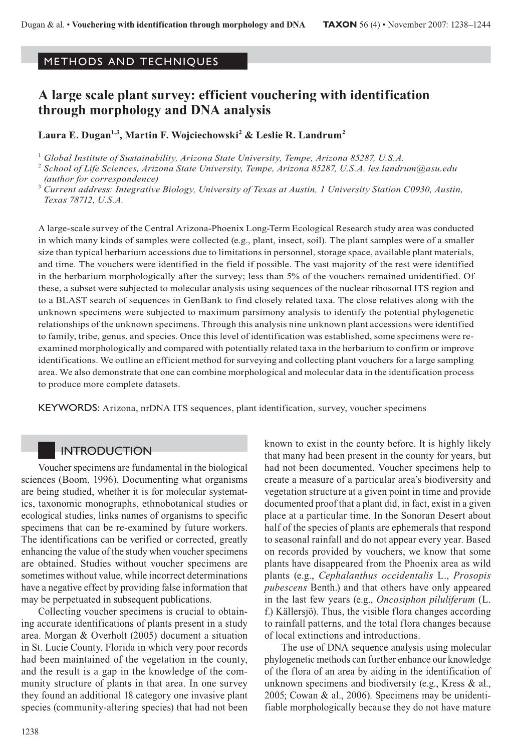 Efficient Vouchering with Identification Through Morphology and DNA Analysis