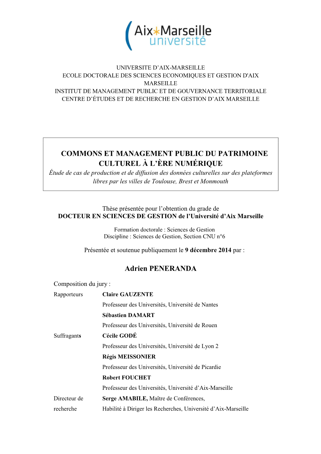 Commons Et Management Public Du Patrimoine