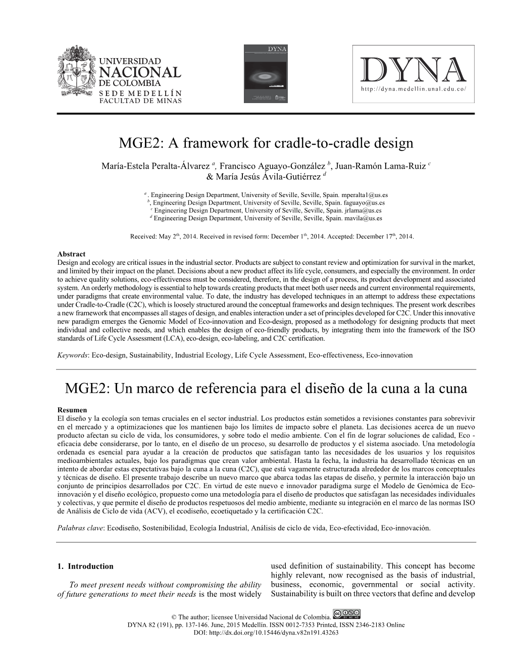 MGE2: a Framework for Cradle-To-Cradle Design MGE2: Un