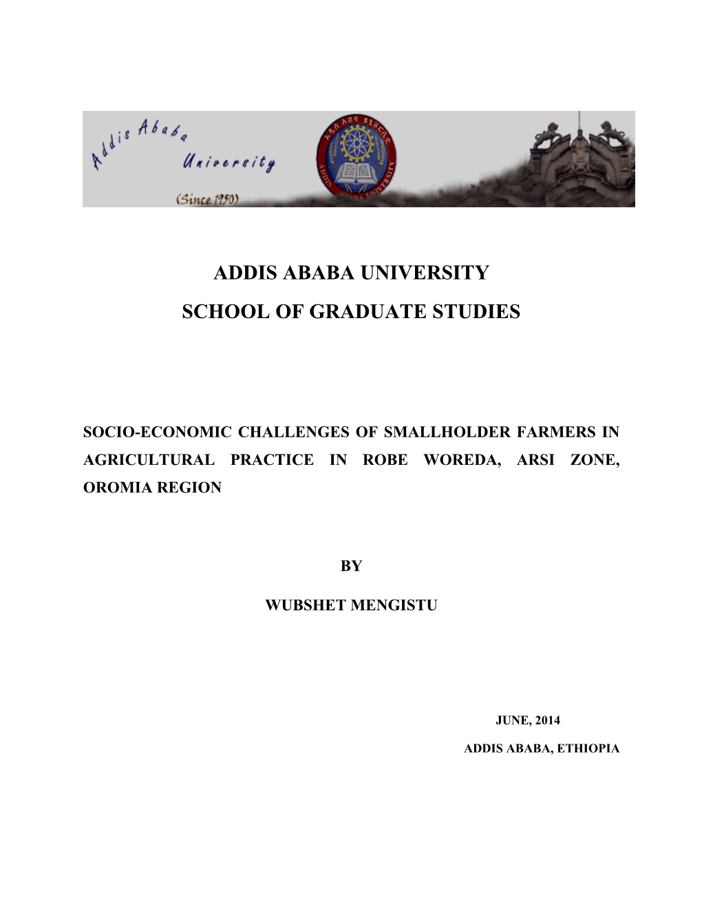 Addis Ababa University School of Graduate Studies