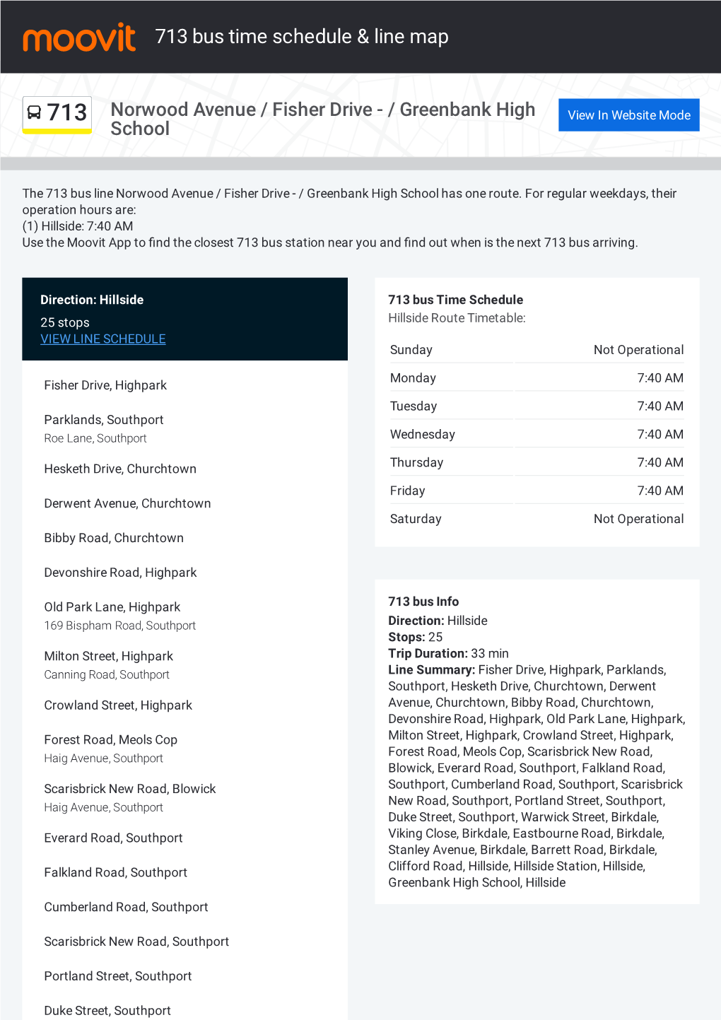 713 Bus Time Schedule & Line Route