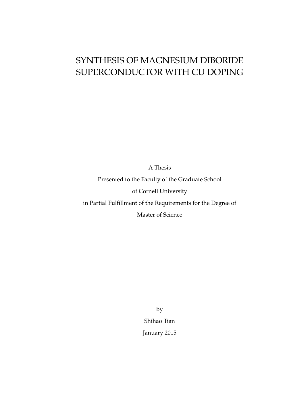 Synthesis of Magnesium Diboride Superconductor with Cu Doping