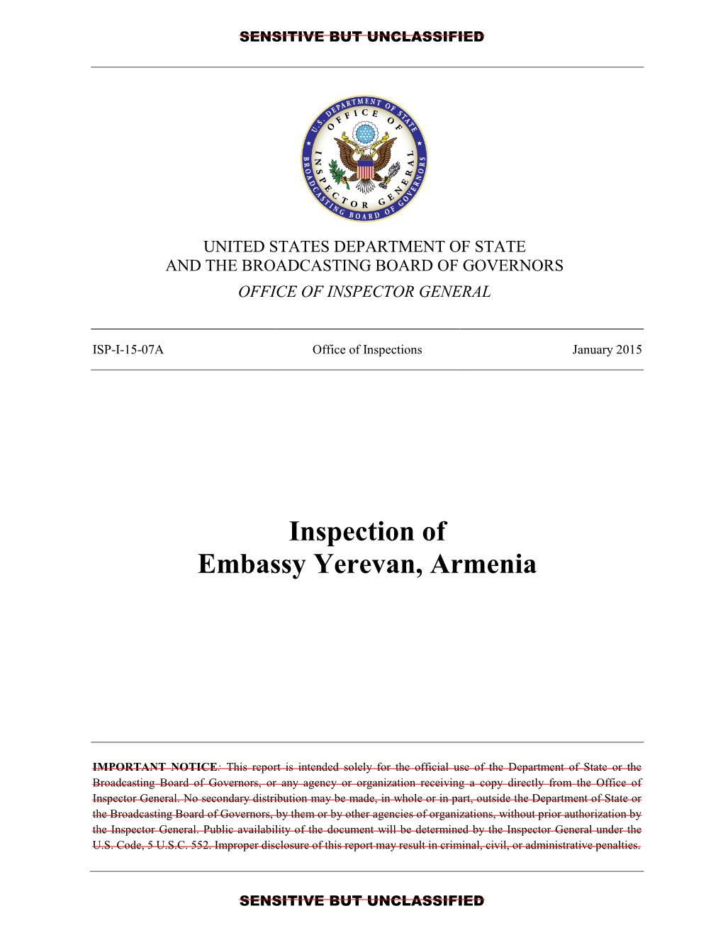 Inspection of Embassy Yerevan, Armenia