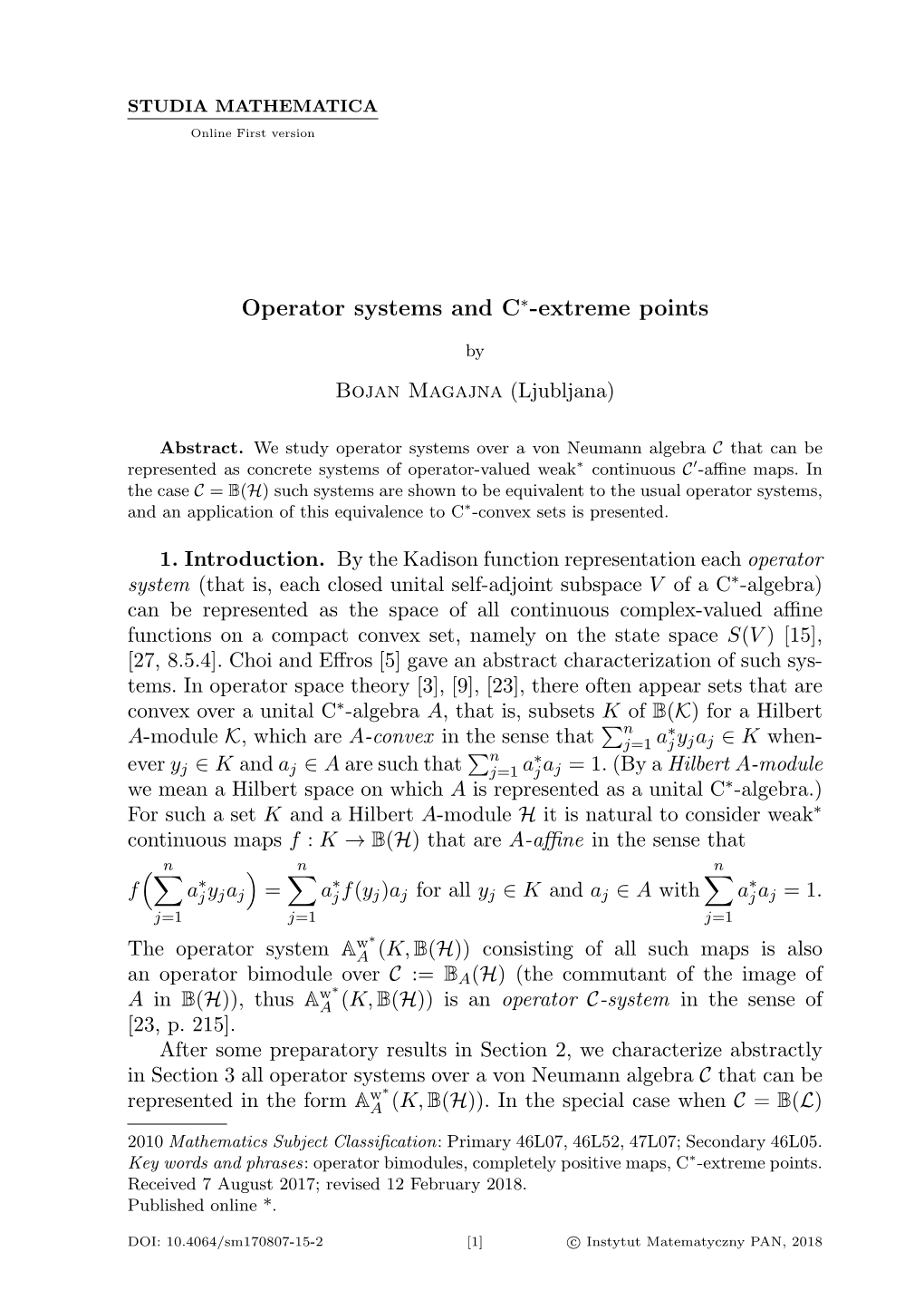 Operator Systems and C∗-Extreme Points