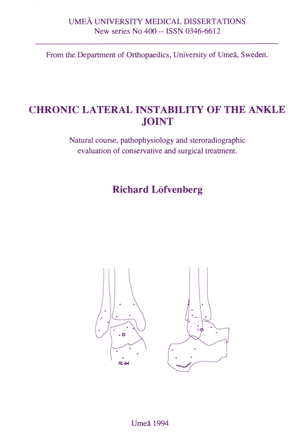 CHRONIC LATERAL INSTABILITY of the ANKLE JOINT Richard