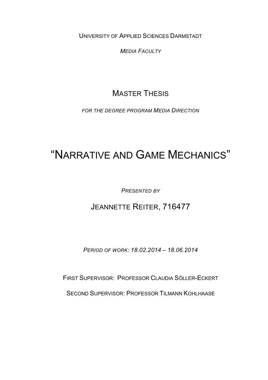 Narrative & Game Mechanics