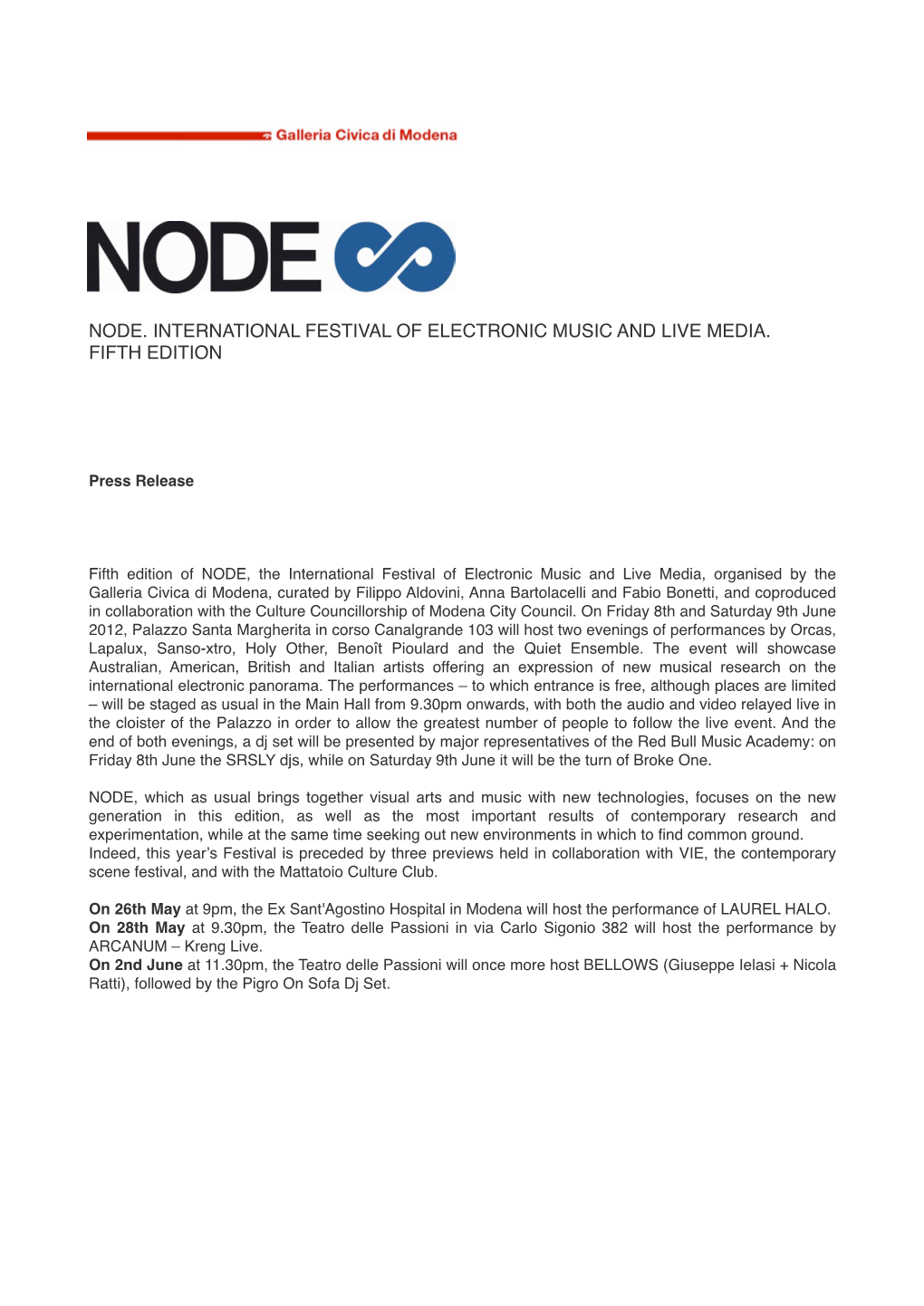 Node. International Festival of Electronic Music and Live Media