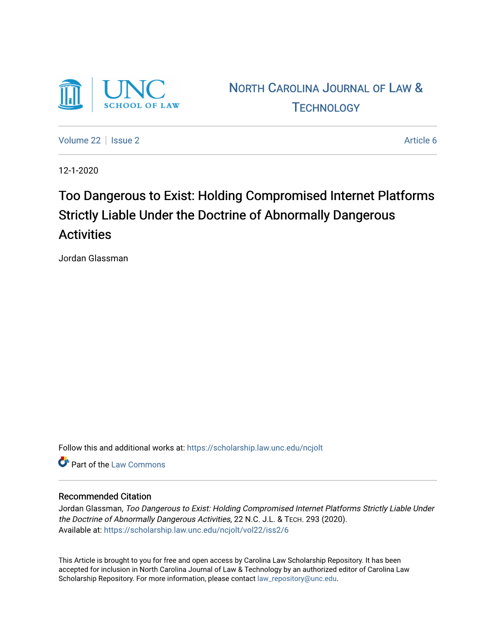 Holding Compromised Internet Platforms Strictly Liable Under the Doctrine of Abnormally Dangerous Activities