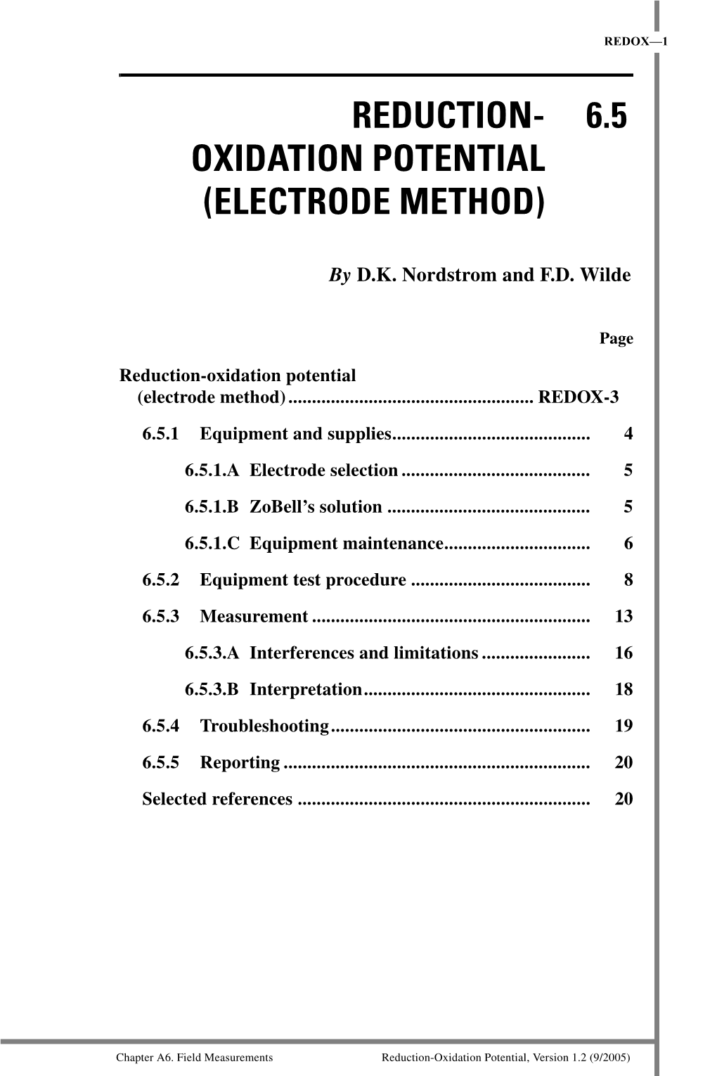 Reduction- 6.5 Oxidation Potential (Electrode Method)