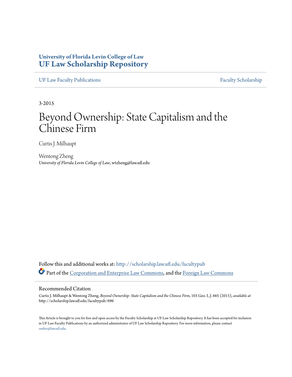 Beyond Ownership: State Capitalism and the Chinese Firm Curtis J