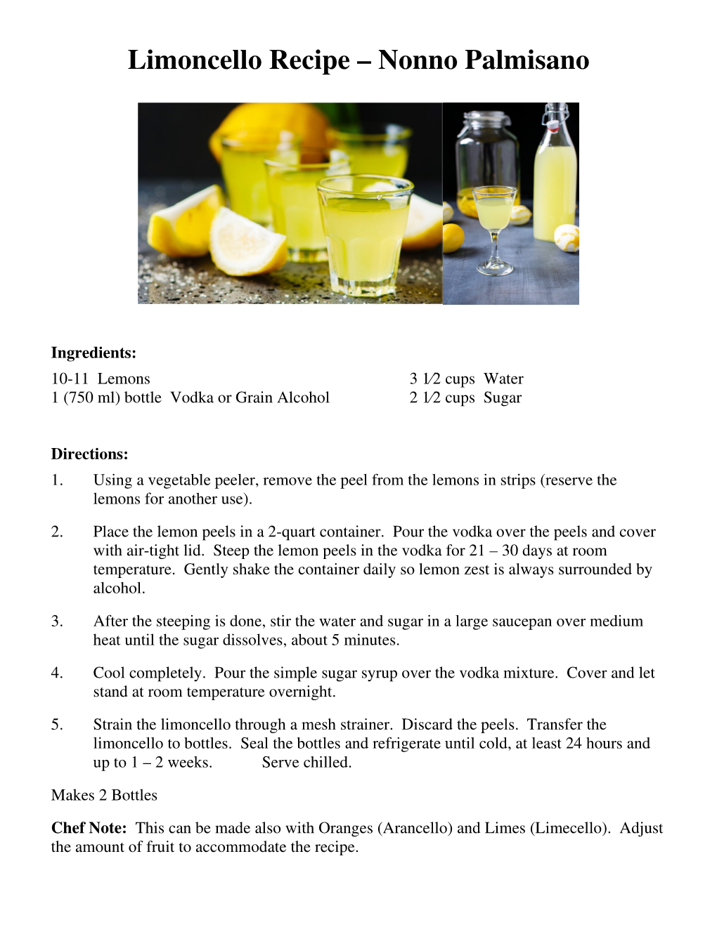 Limoncello Recipe – Nonno Palmisano