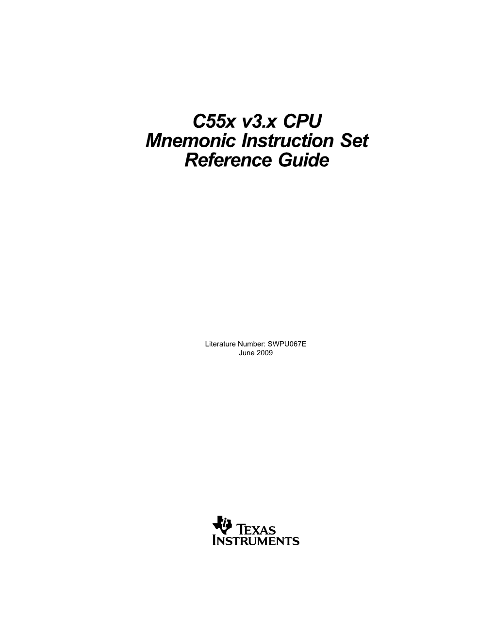 Tms320c55x V3.X DSP Mnemonic Instruction Set