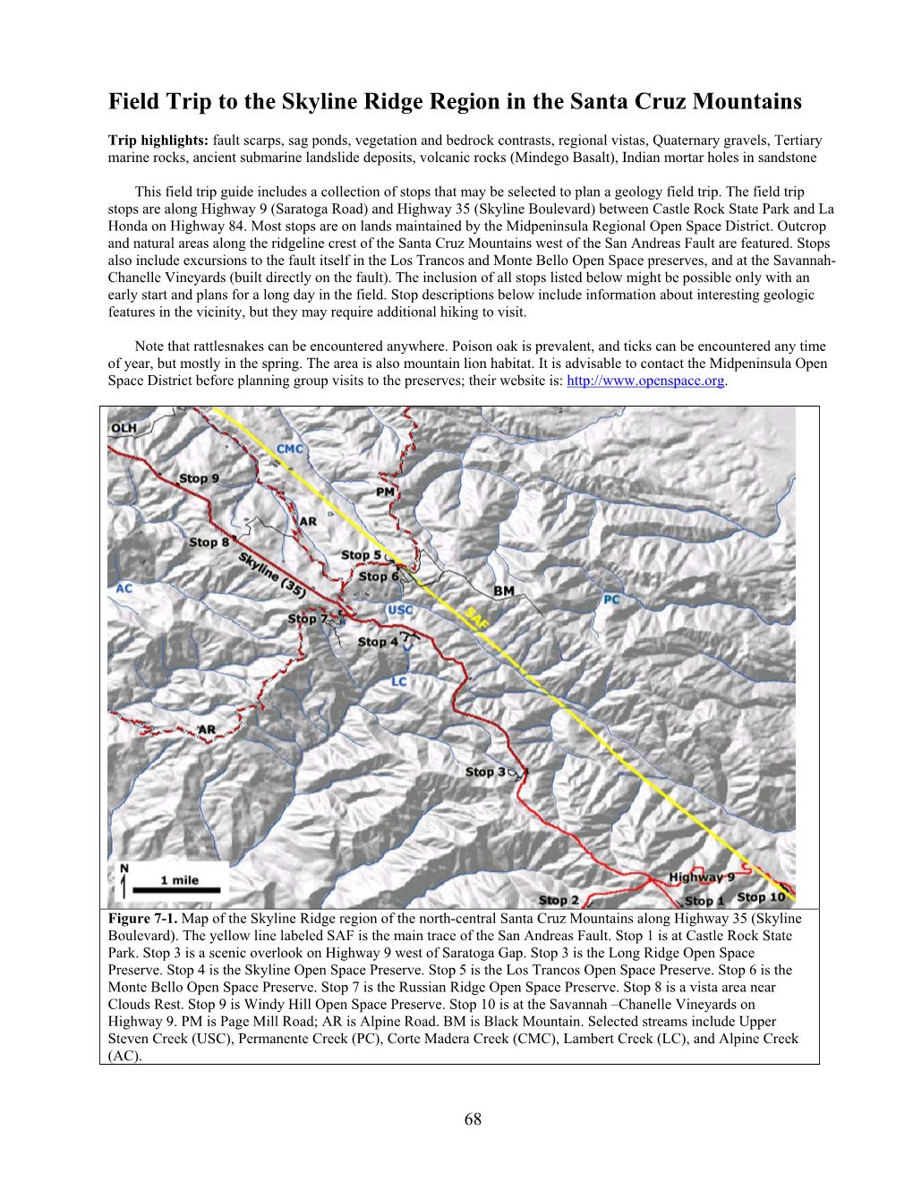 Field Trip to the Skyline Ridge Region in the Santa Cruz Mountains