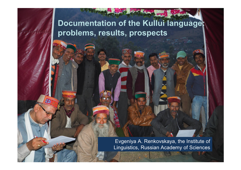 Documentation of the Kullui Language: Problems, Results, Prospects