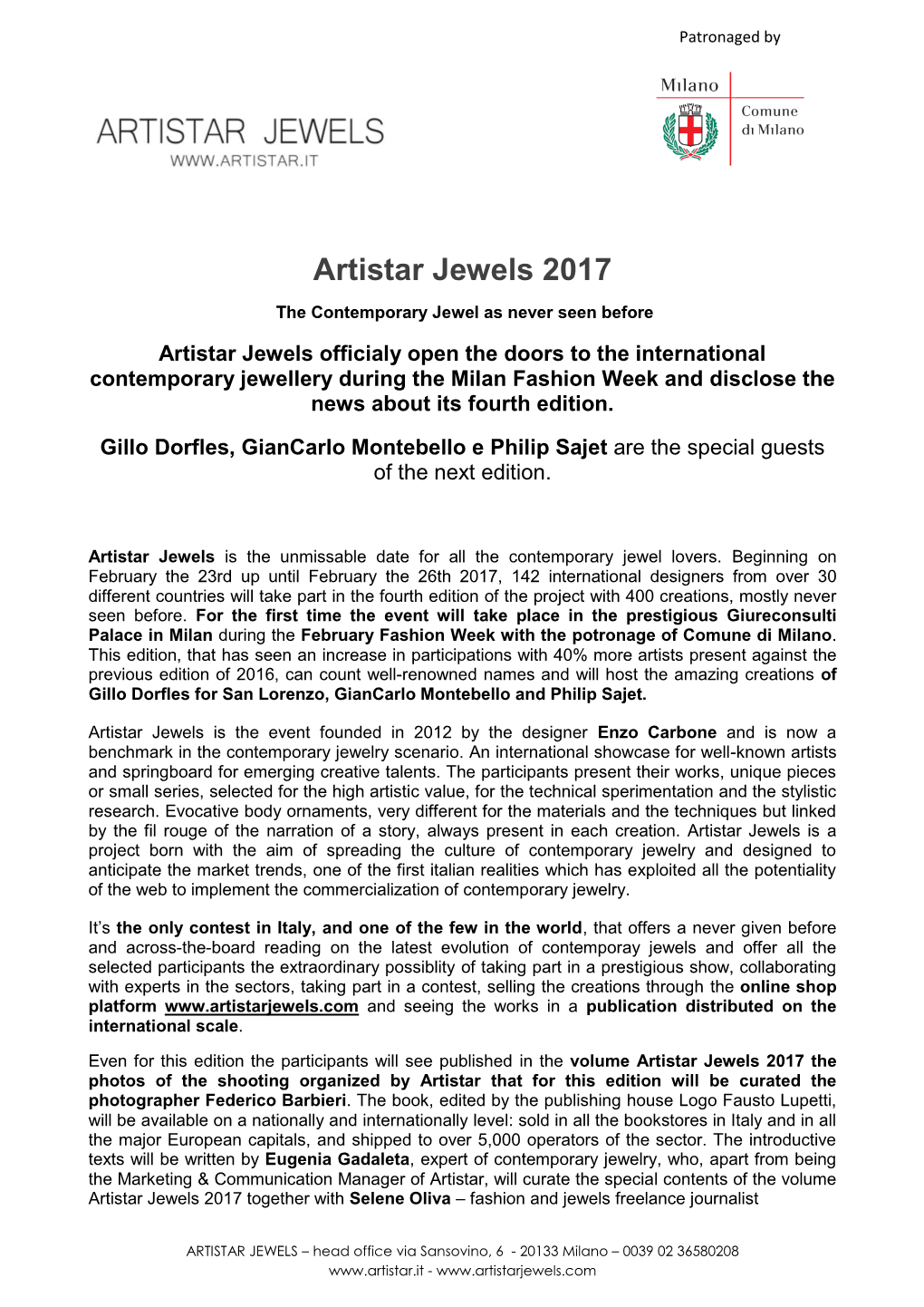 Artistar Jewels 2017