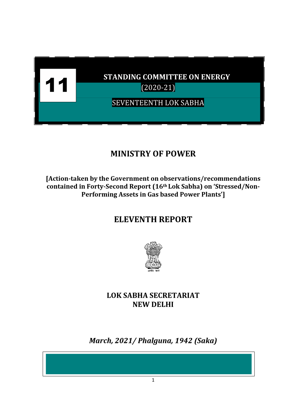 Ministry of Power Eleventh Report