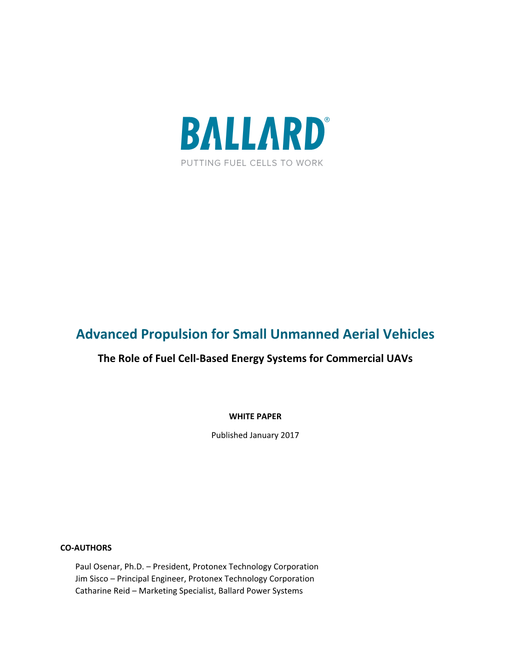 Advanced Propulsion for Small Unmanned Aerial Vehicles