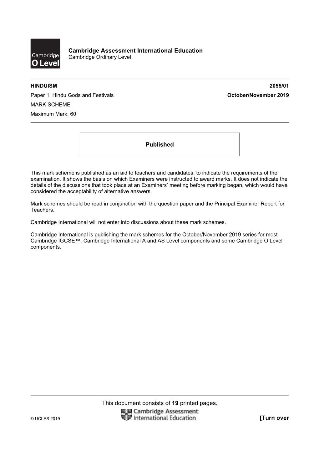 November 2019 Mark Scheme 01