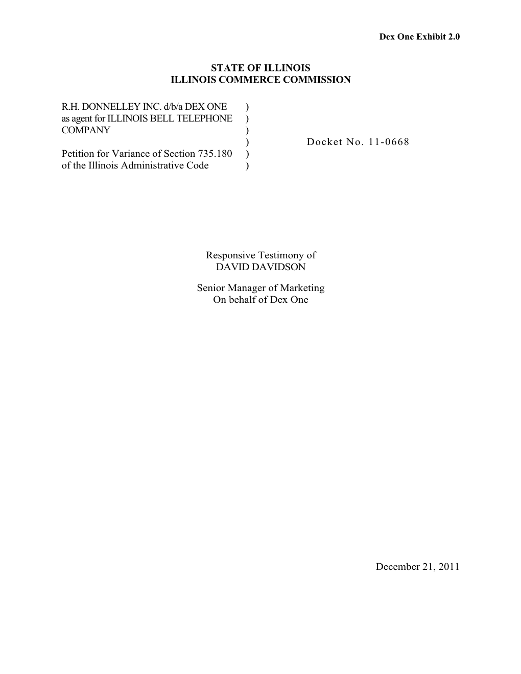 Dex One Current and Proposed Configuration for Printed Directories November 2011