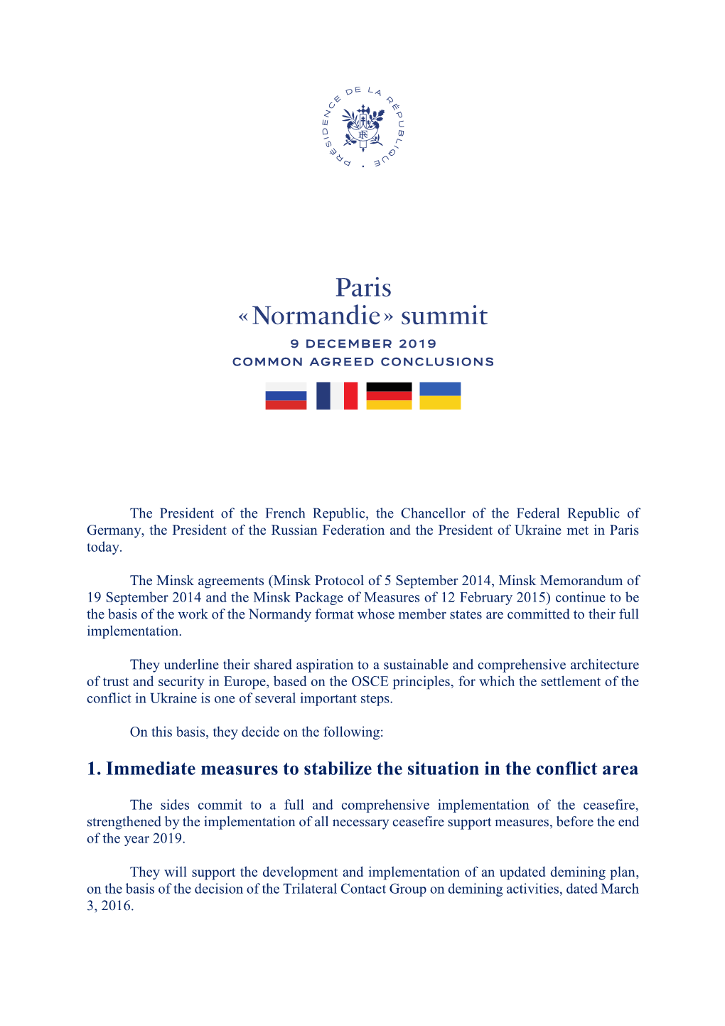 Normandy Format Whose Member States Are Committed to Their Full Implementation