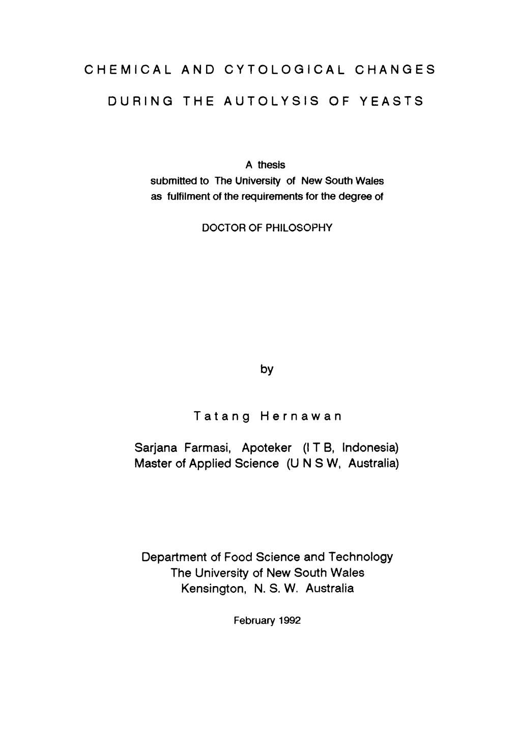 Chemical and Cytological Changes During