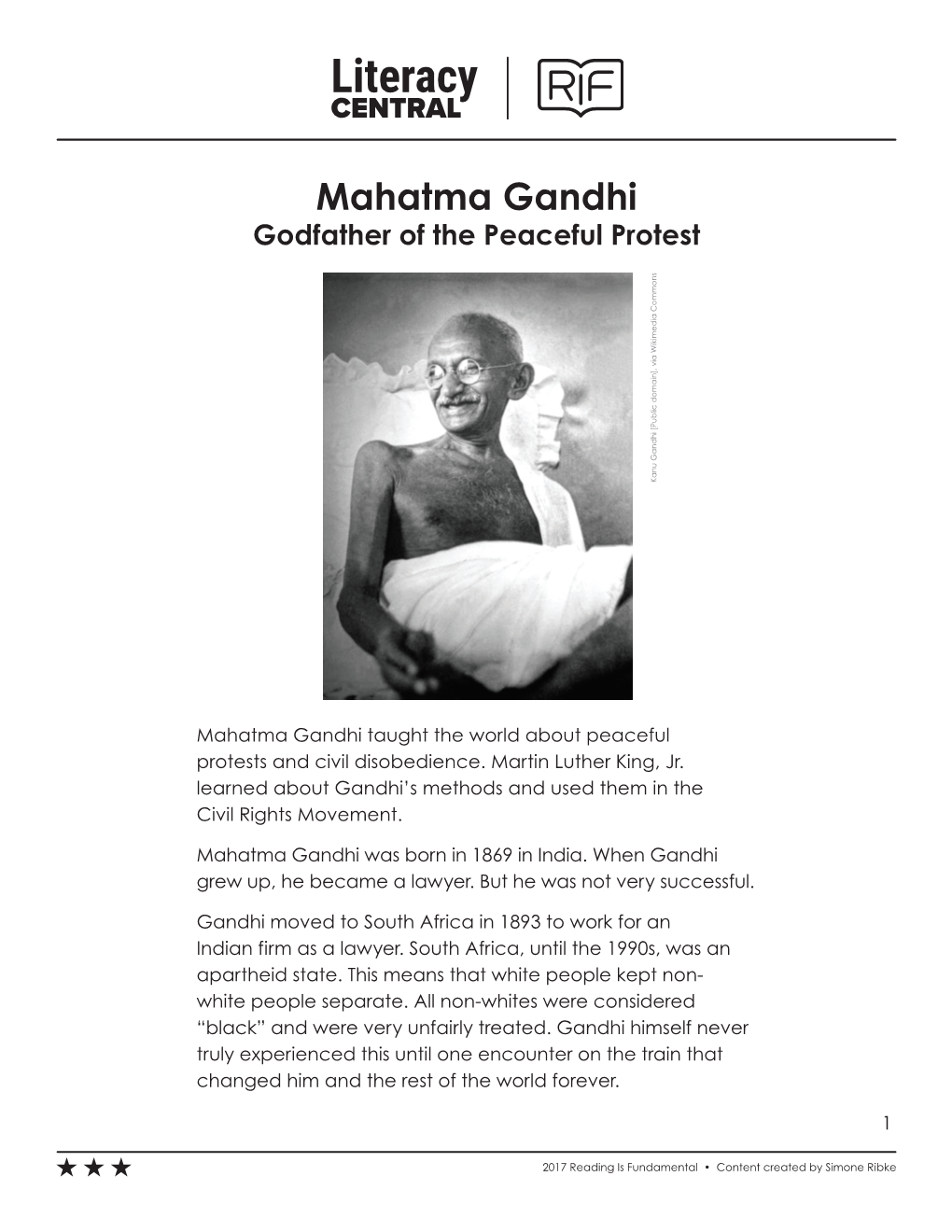 Mahatma Gandhi Godfather of the Peaceful Protest Kanu Gandhi [Public Domain], Via Wikimedia Commons