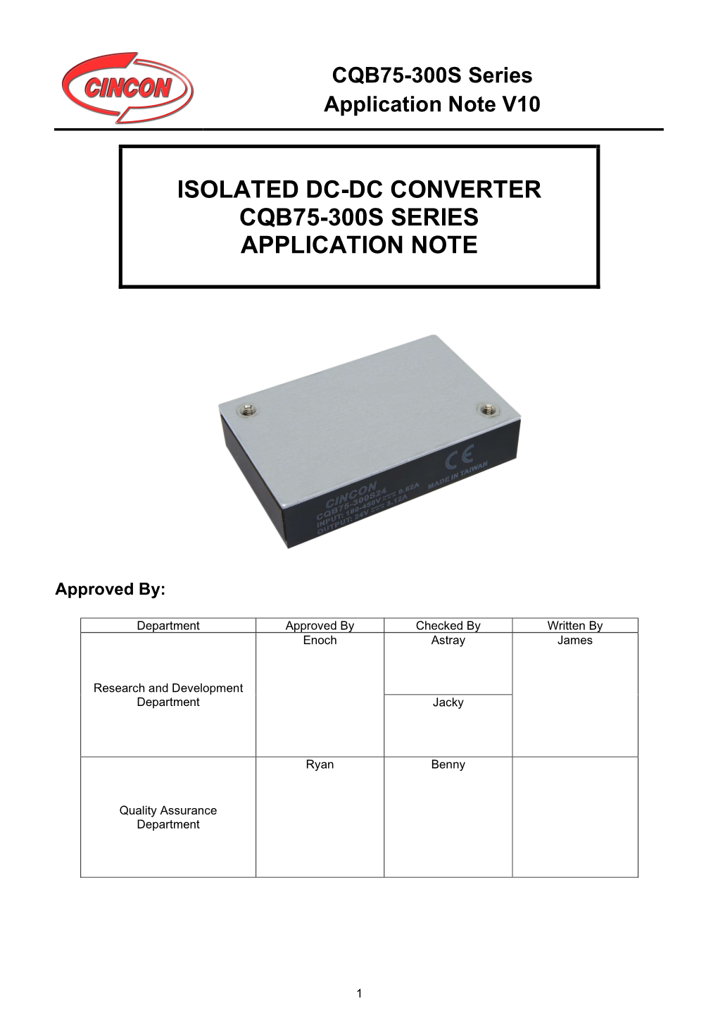 CQB75-300S Series Application Note V10