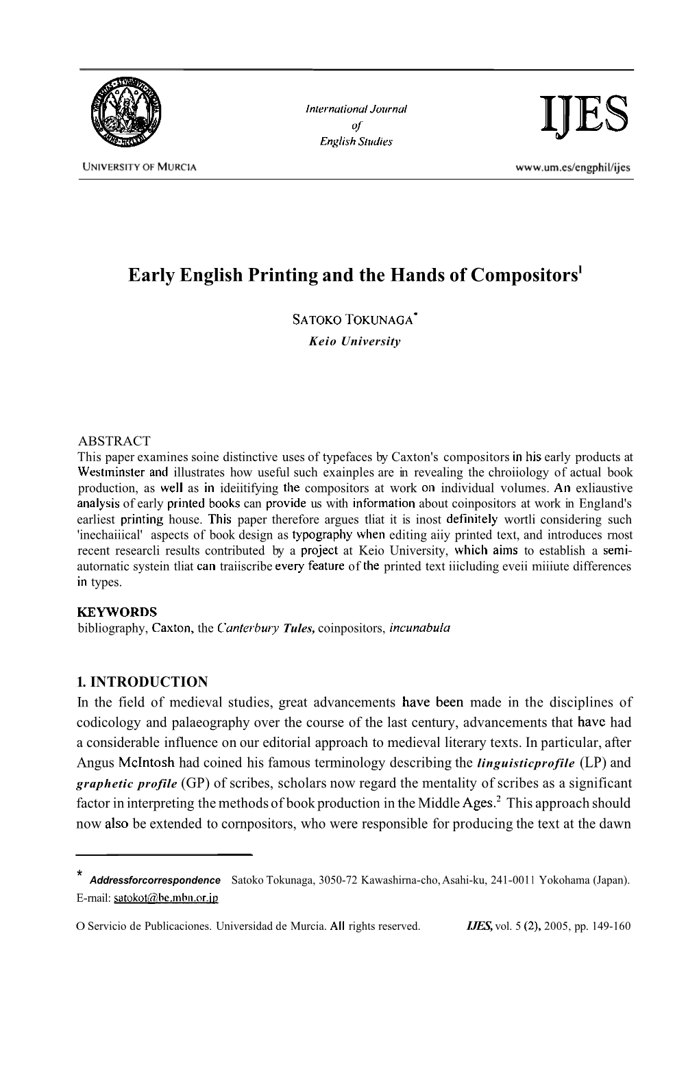 Early English Printing and the Hands of Compositorsl