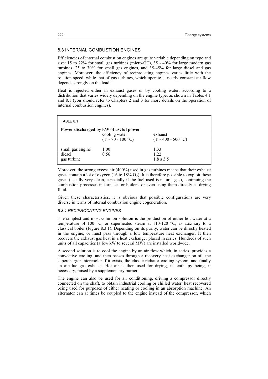 8.3 INTERNAL COMBUSTION ENGINES Efficiencies of Internal