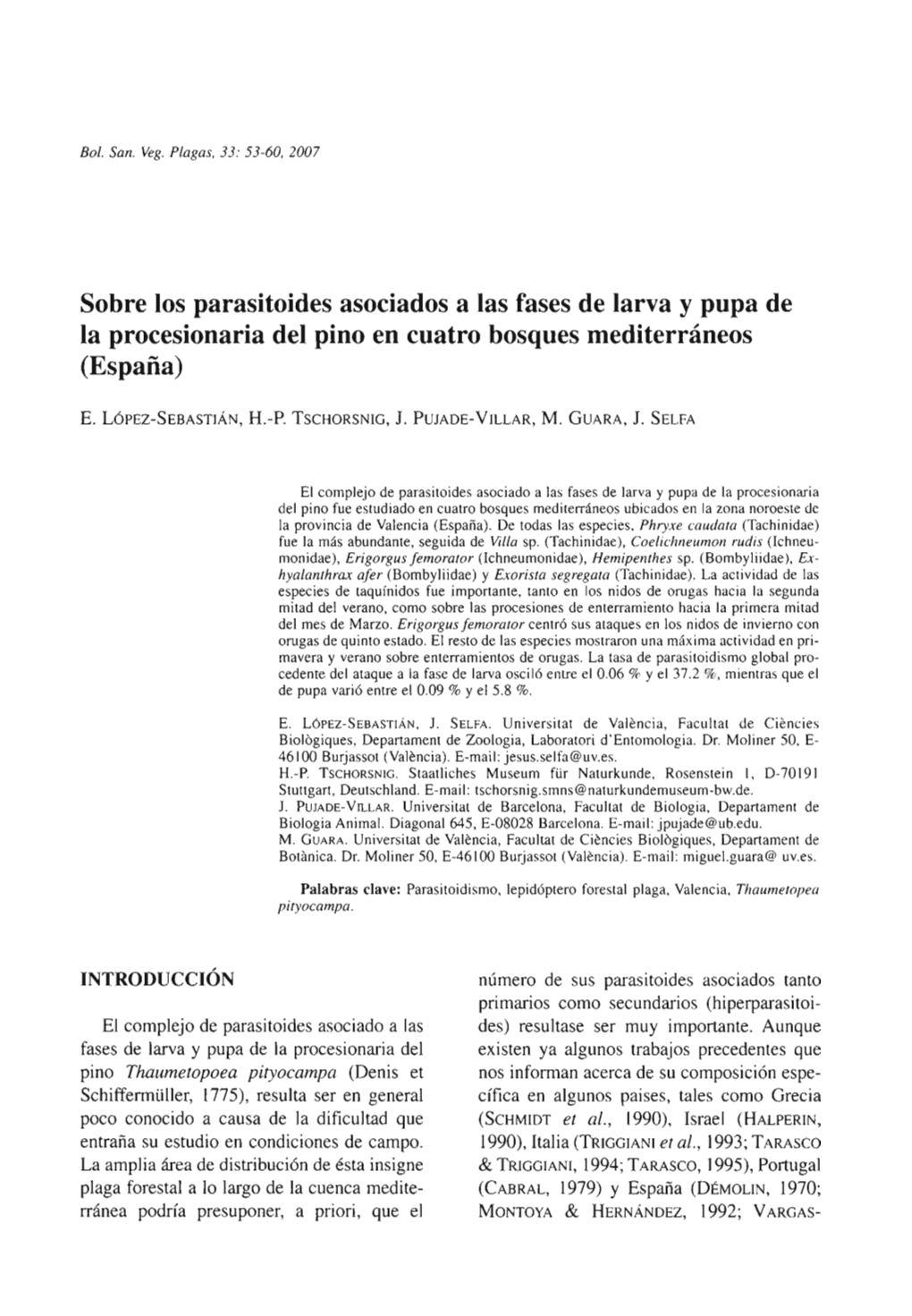 Boletín De Sanidad Vegetal Plagas, ISSN