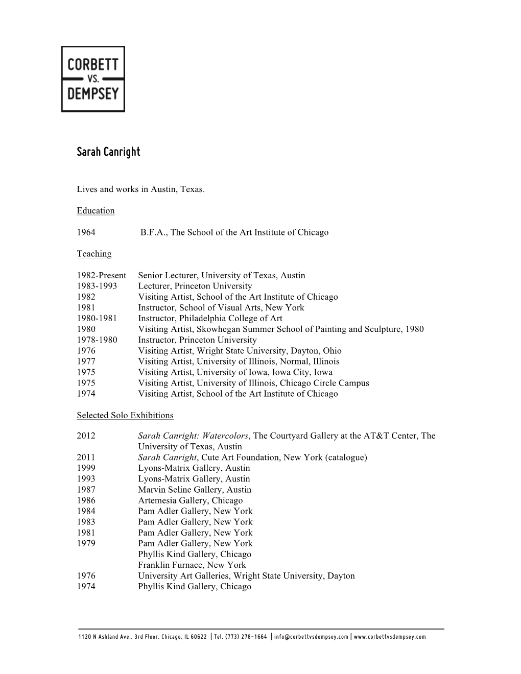 Sarah Canright CV