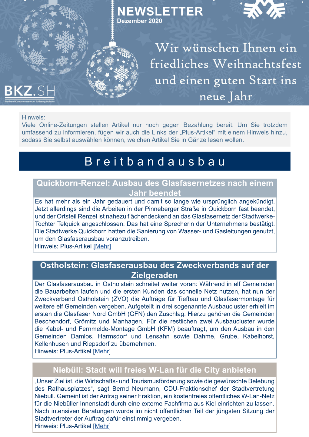 NEWSLETTER Breitbandausbau