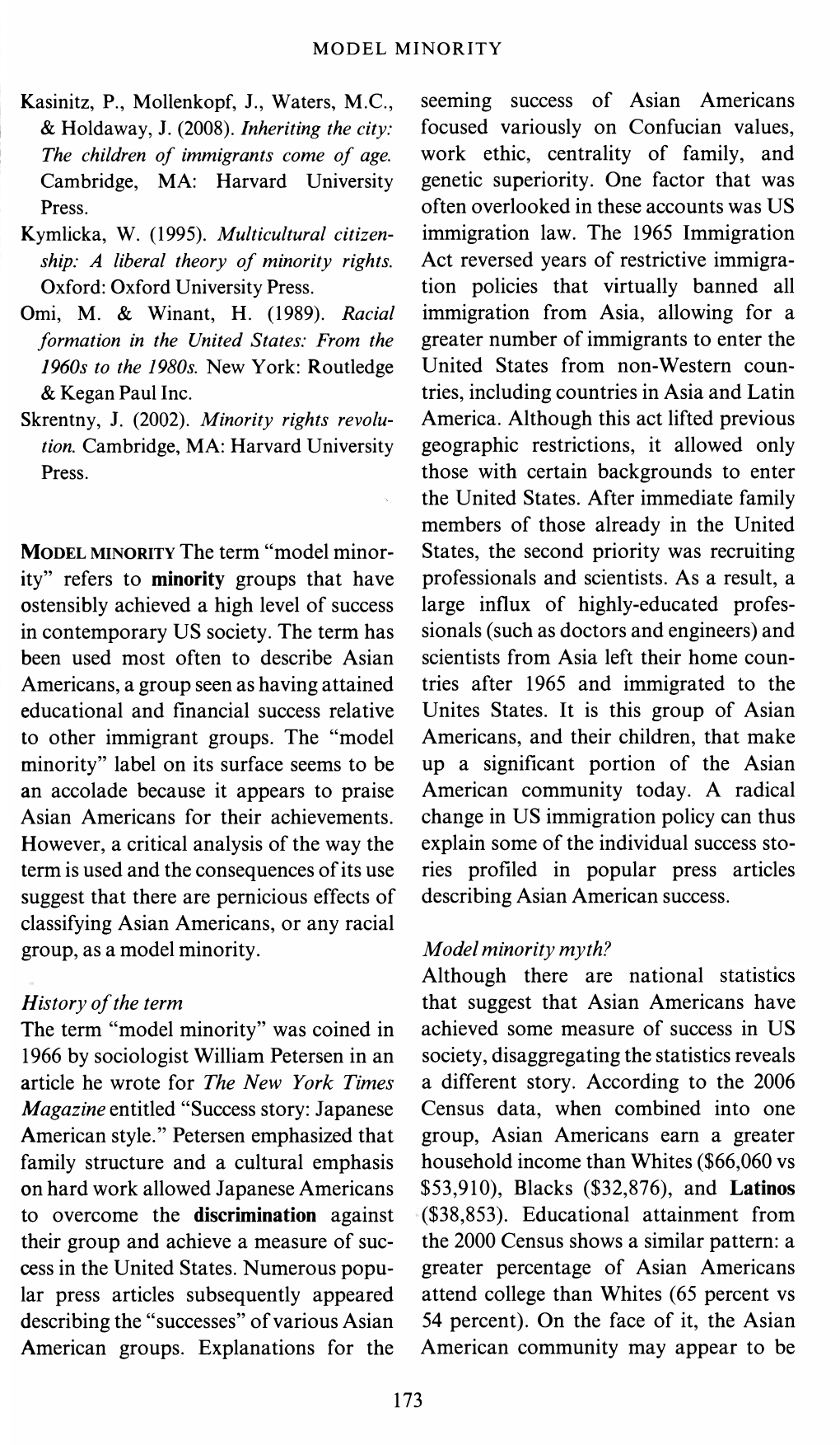 History of the Term the New York Times Model Minority Myth? 2006
